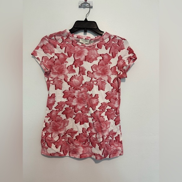 Ted Baker London Womens Loissa Printed Tee Size 1 Pink Floral Short Sleeve - Picture 2 of 4